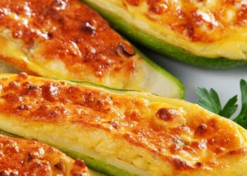 Zapekaná plnená cuketa s mozzarellou, FIT recept