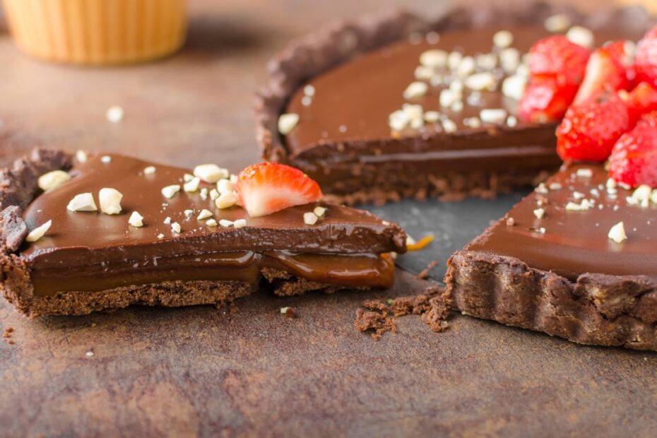 Čokoládovo – karamelový tart s orechami - originálny recept