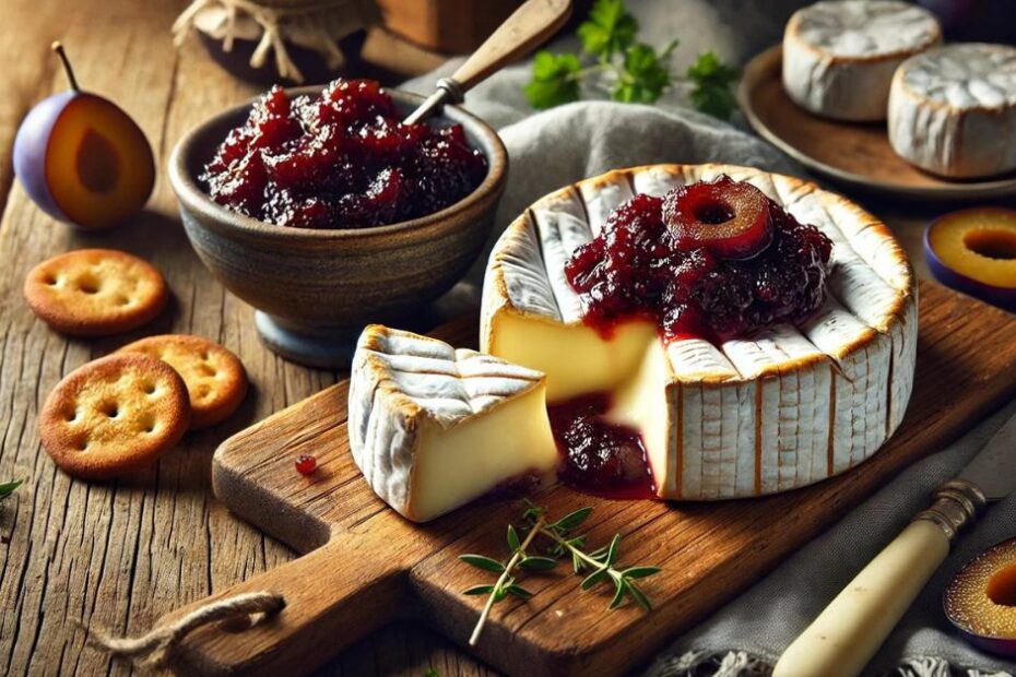 Pečený syr Camembert so slivkovým čatní. Ideálny snack alebo rýchly obed