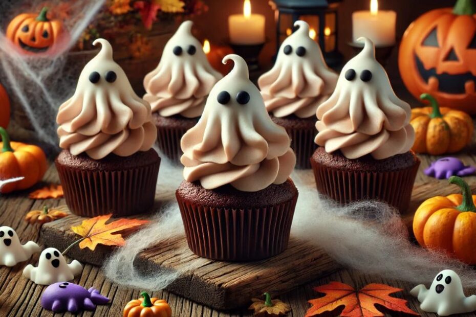 Halloweenske Ghost Cupcakes: Strašidelne roztomilé cupcakes